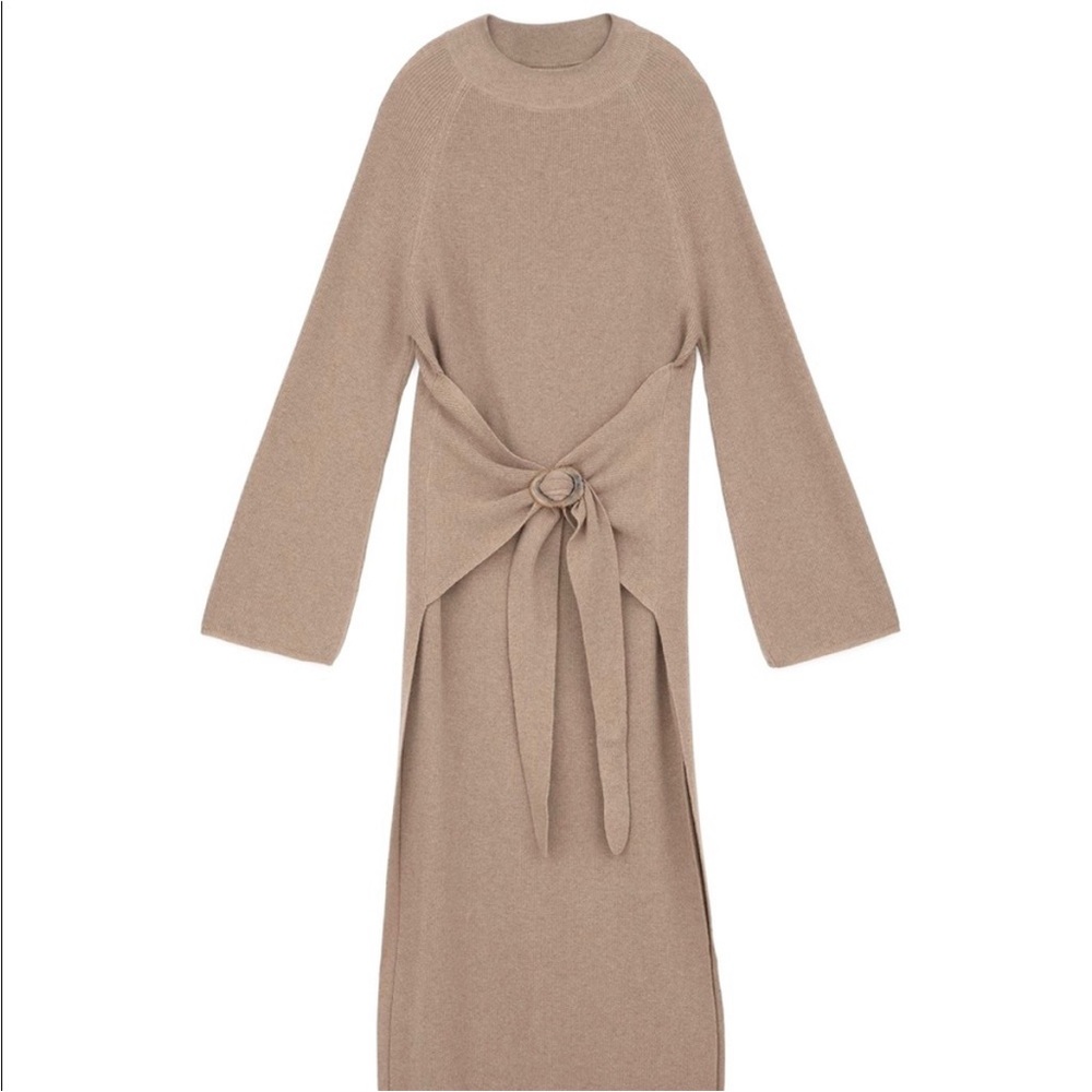 ISO NANUSHKA MAHALI CASHMERE TAN SWEATER DRESS